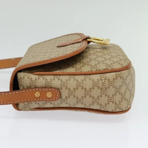 Authentic CELINE Macadam Canvas Shoulder Bag PVC Beige Gold - Picture 5 of 16